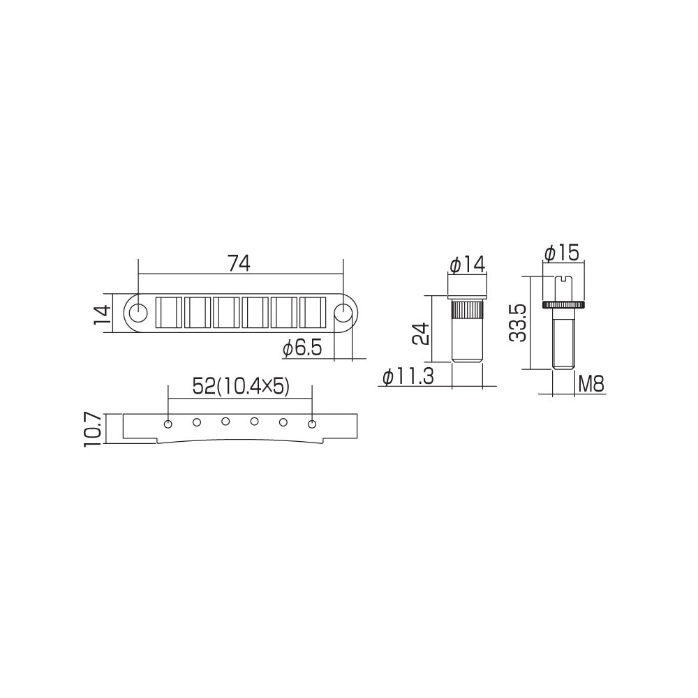 Gotoh Nashville Tune-O-Matic Bridge Large Posts