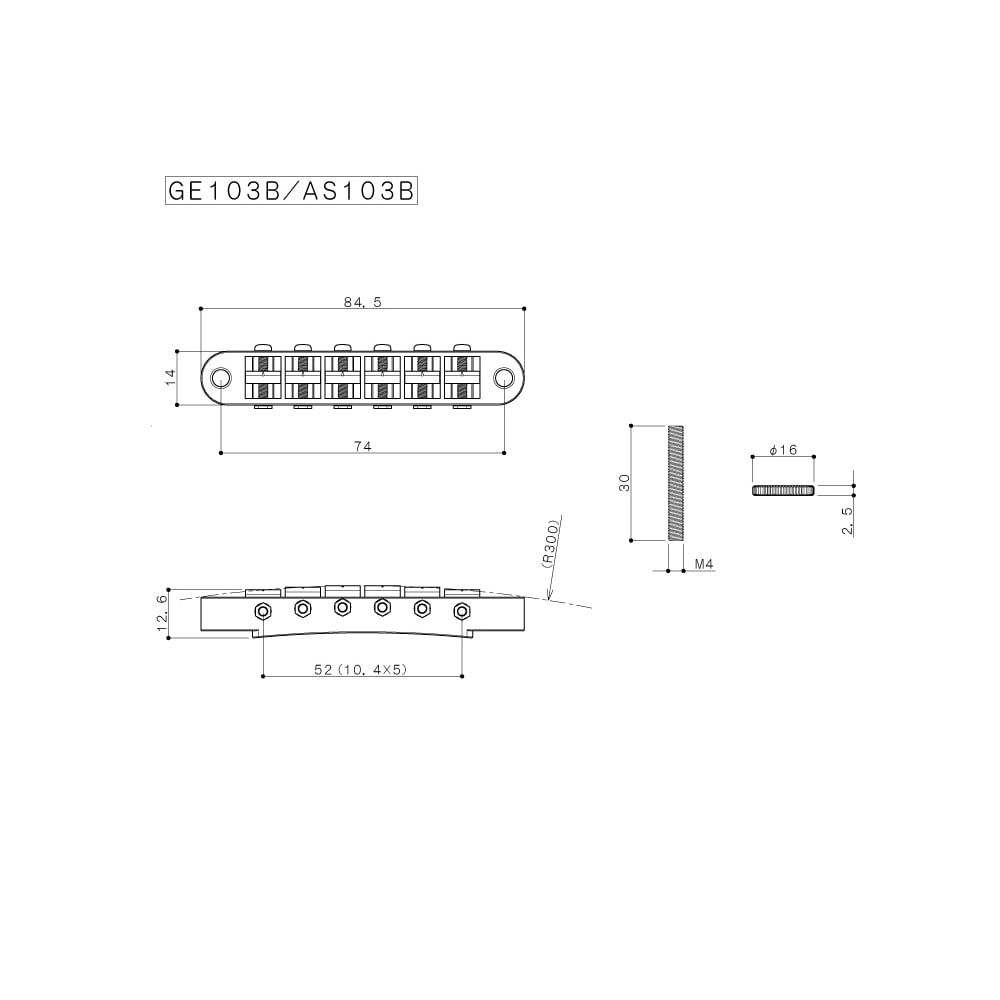 Gotoh Nashville Tune-O-Matic Bridge Small Posts