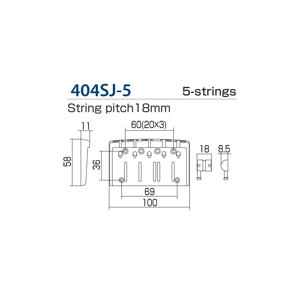 Gotoh Multi-Tonal Bass Bridge 5 String Chrome Finish