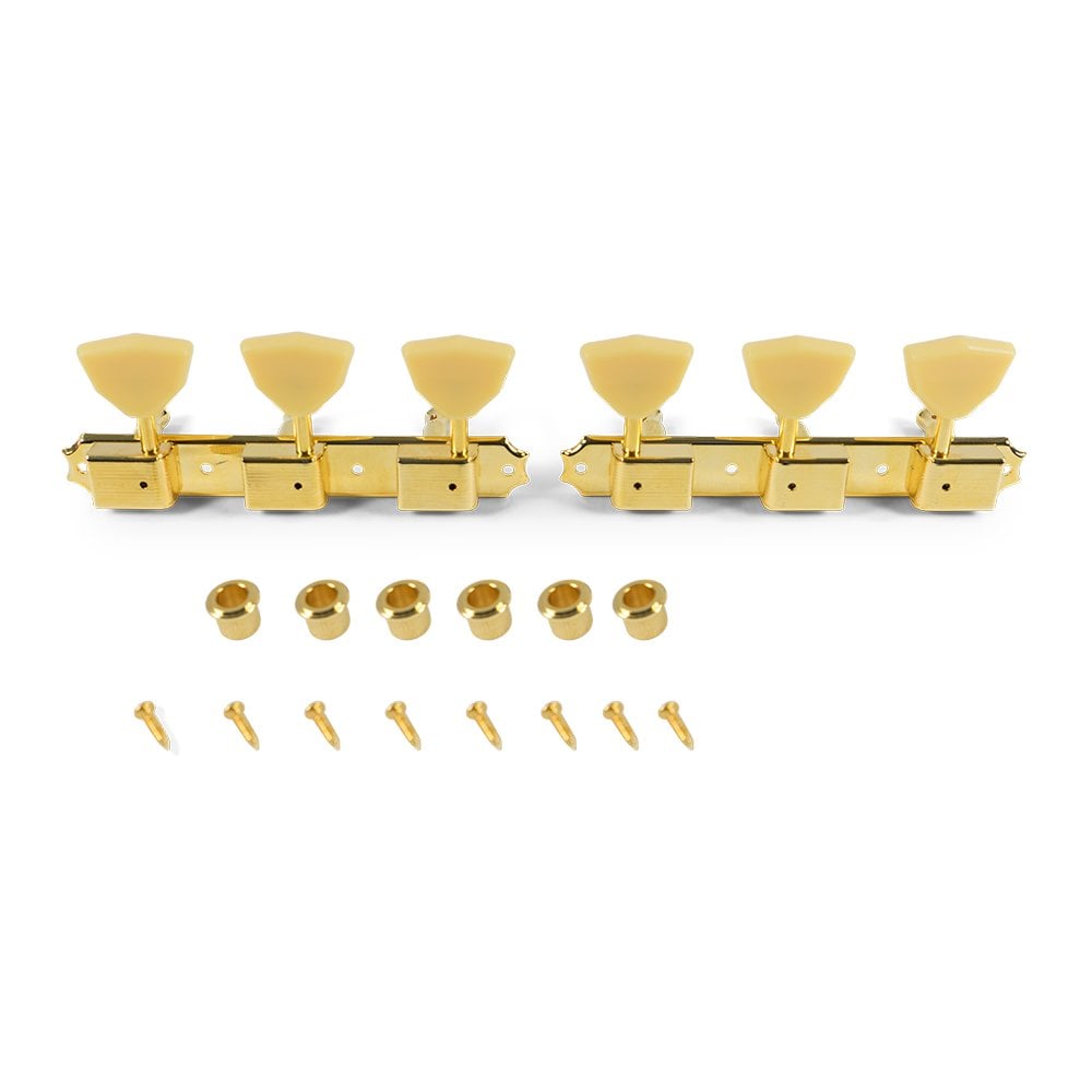 Kluson Deluxe 3 Per Plate - 15:1 Gear Ratio Tuning Machines Plastic Butterfly Button for Supro guitars