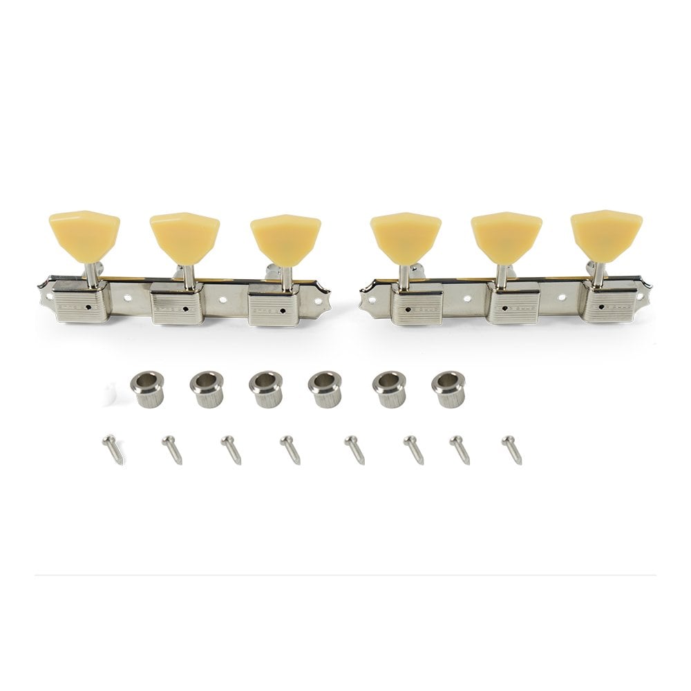 Kluson Deluxe 3 Per Plate - 15:1 Gear Ratio Tuning Machines Plastic Butterfly Button for Supro guitars