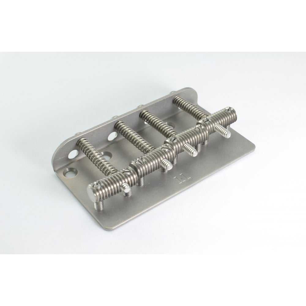 KTS Titanium Vintage Style Bass Bridge Set - threaded Titanium saddles and titanium bridge plate