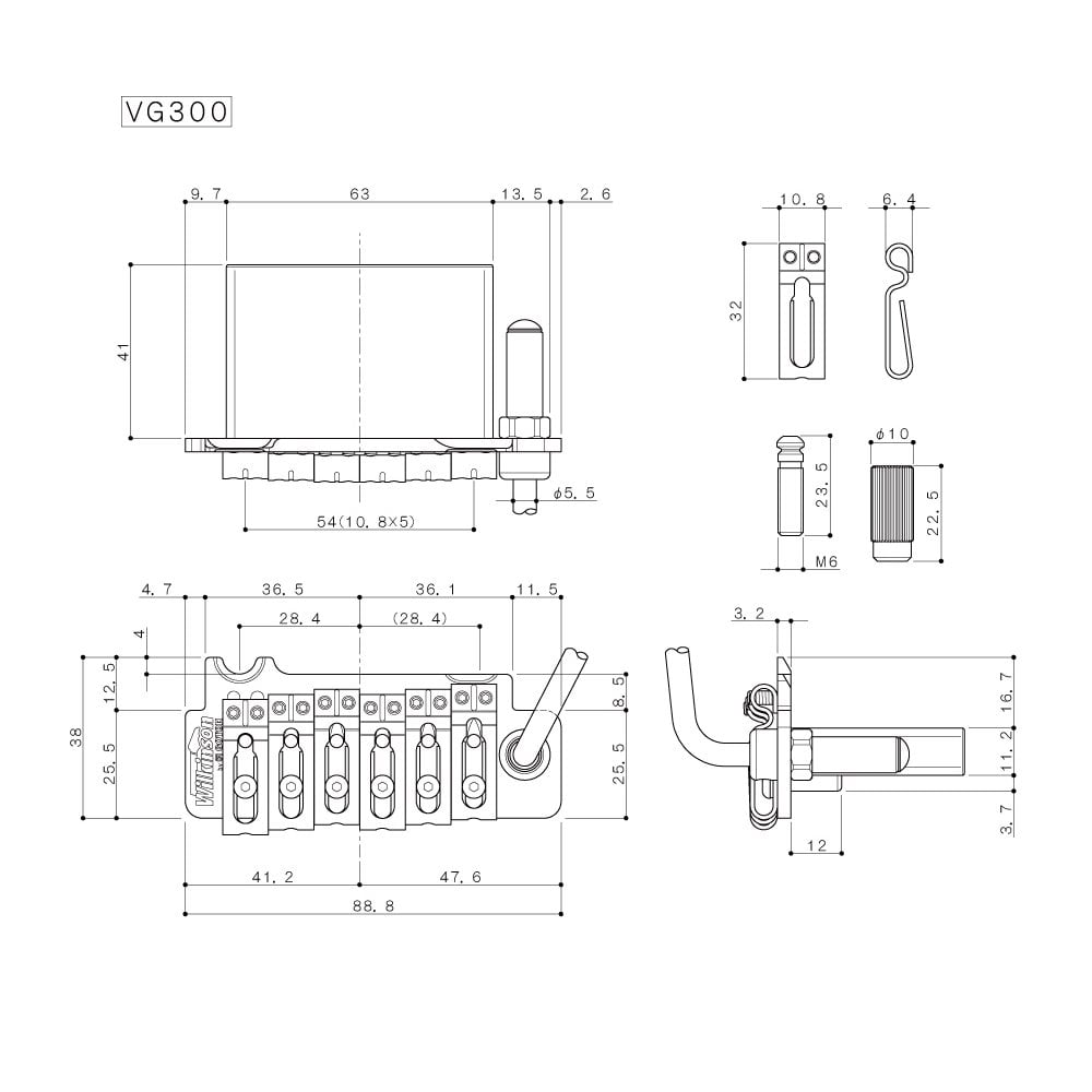 Wilkinson VG300 Contemporary Tremolo Bridge Unit, Fulcrum Mounting