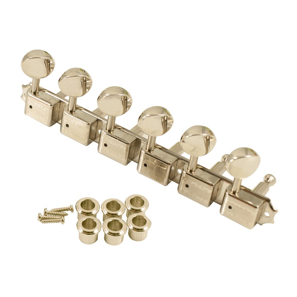 Kluson 6 On A Plate Nickel with Metal Buttons - Double Row Kluson Stamp Tuning Machines