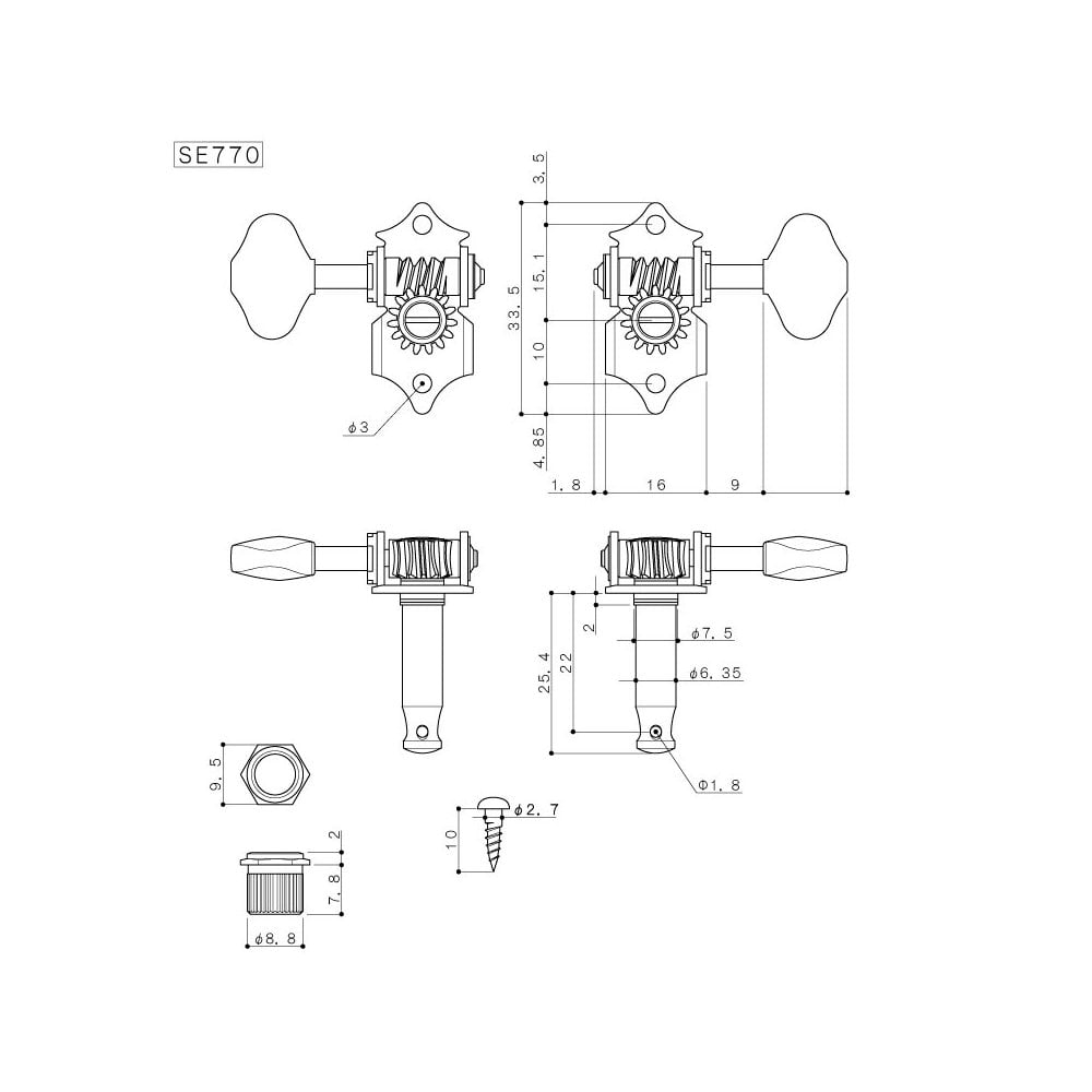 Gotoh SE770 Open Gear Tuners Nickel Finish (3 button options)