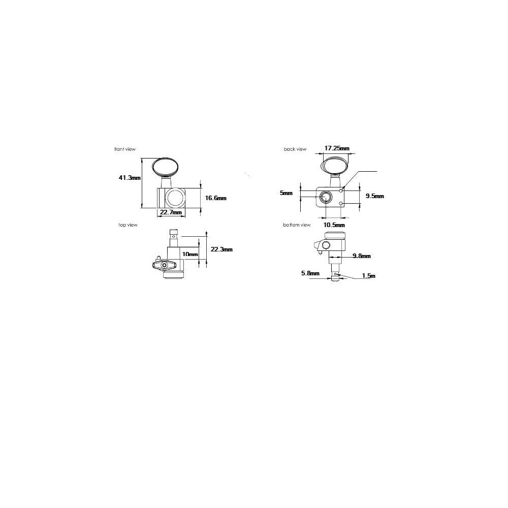 Kluson Locking Tuners For Fender USA Standards, 6 In Line - Oval Metal Button 19:1 Gear Ratio