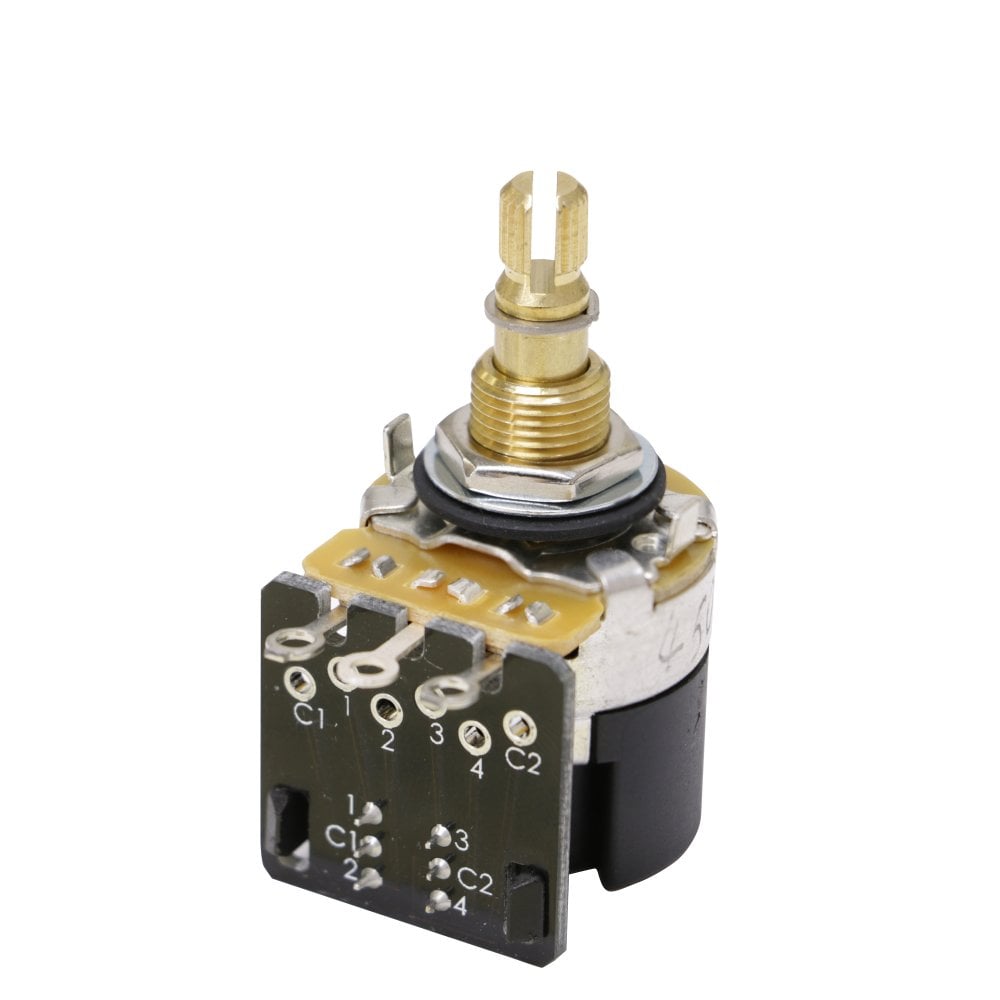 CTS Push Pull DPDT Pot 250k Audio Taper, Spilt Shaft Pot (24 Spline)