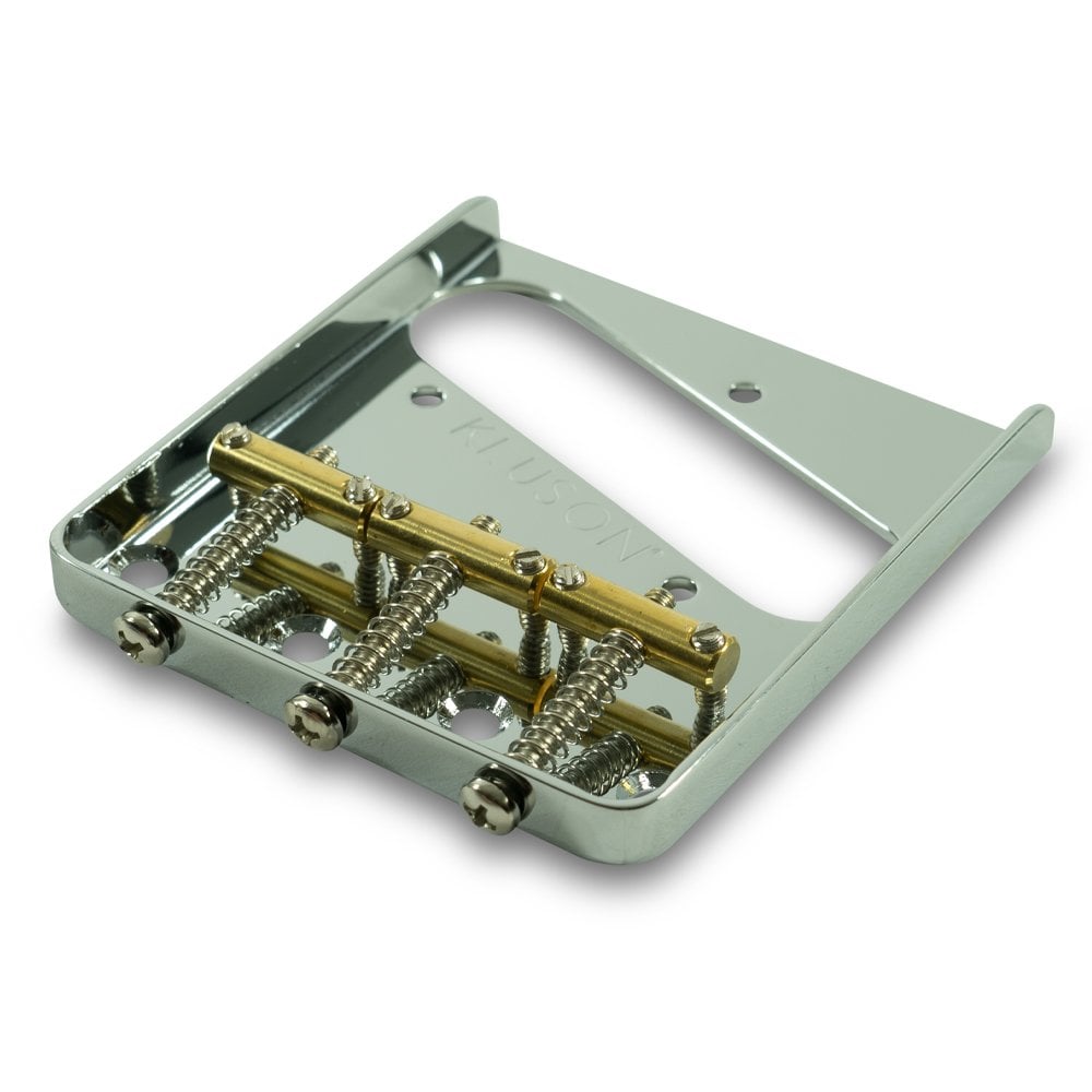 Kluson Steel Bridge for Tele with 3 Brass Saddles (Through Body Stringing)