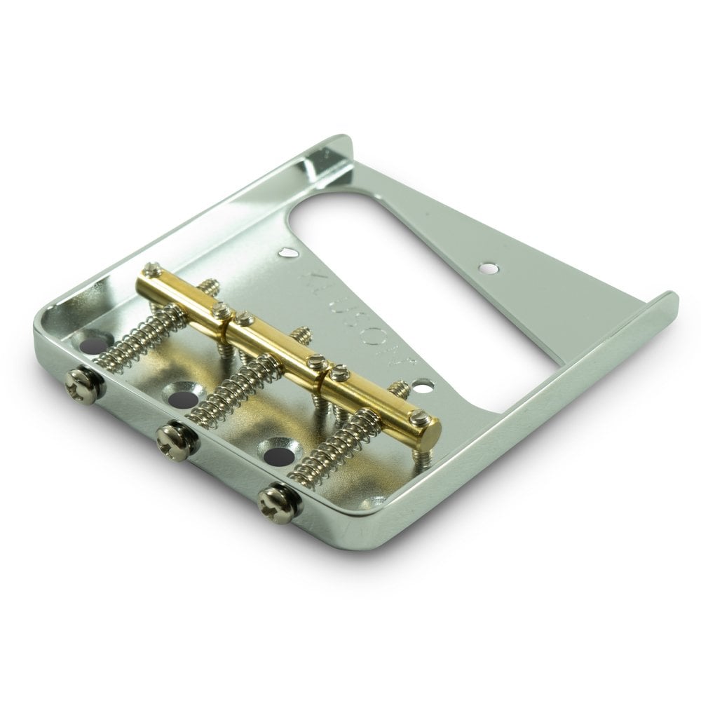 Kluson Steel Bridge for Tele with 3 Brass Saddles (Through Body Stringing)
