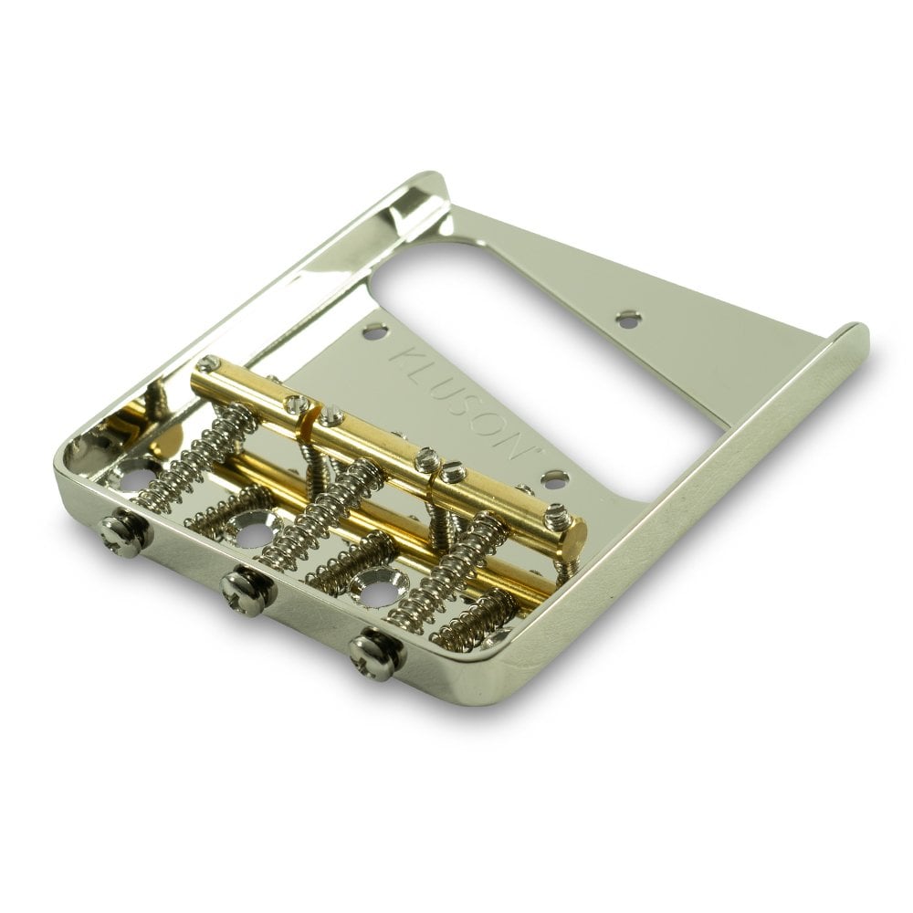 Kluson Steel Bridge for Tele with 3 Brass Saddles (Through Body Stringing)