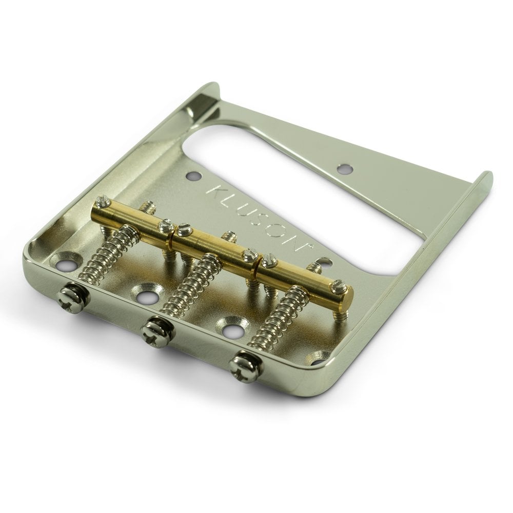 Kluson Steel Bridge for Tele with 3 Brass Saddles (Through Body Stringing)