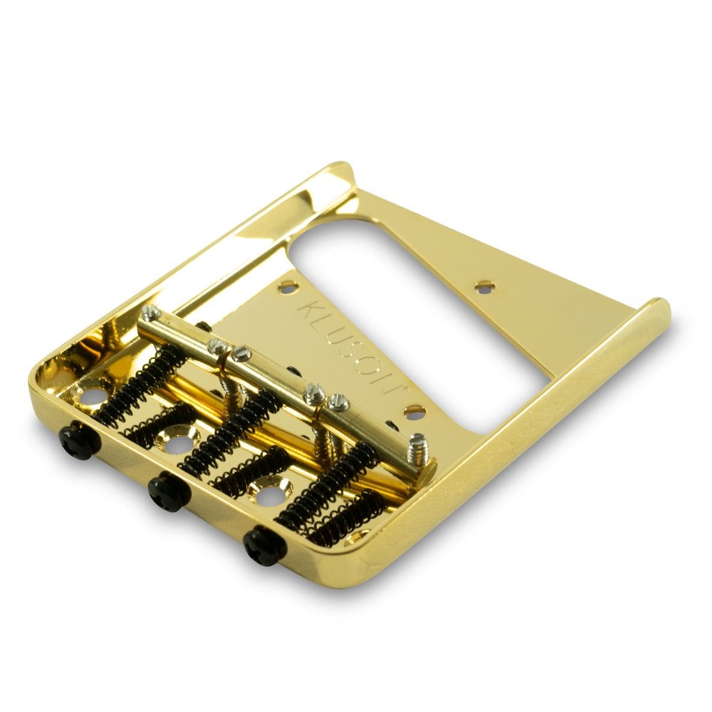 Kluson Steel Bridge for Tele with 3 Brass Saddles (Through Body Stringing)