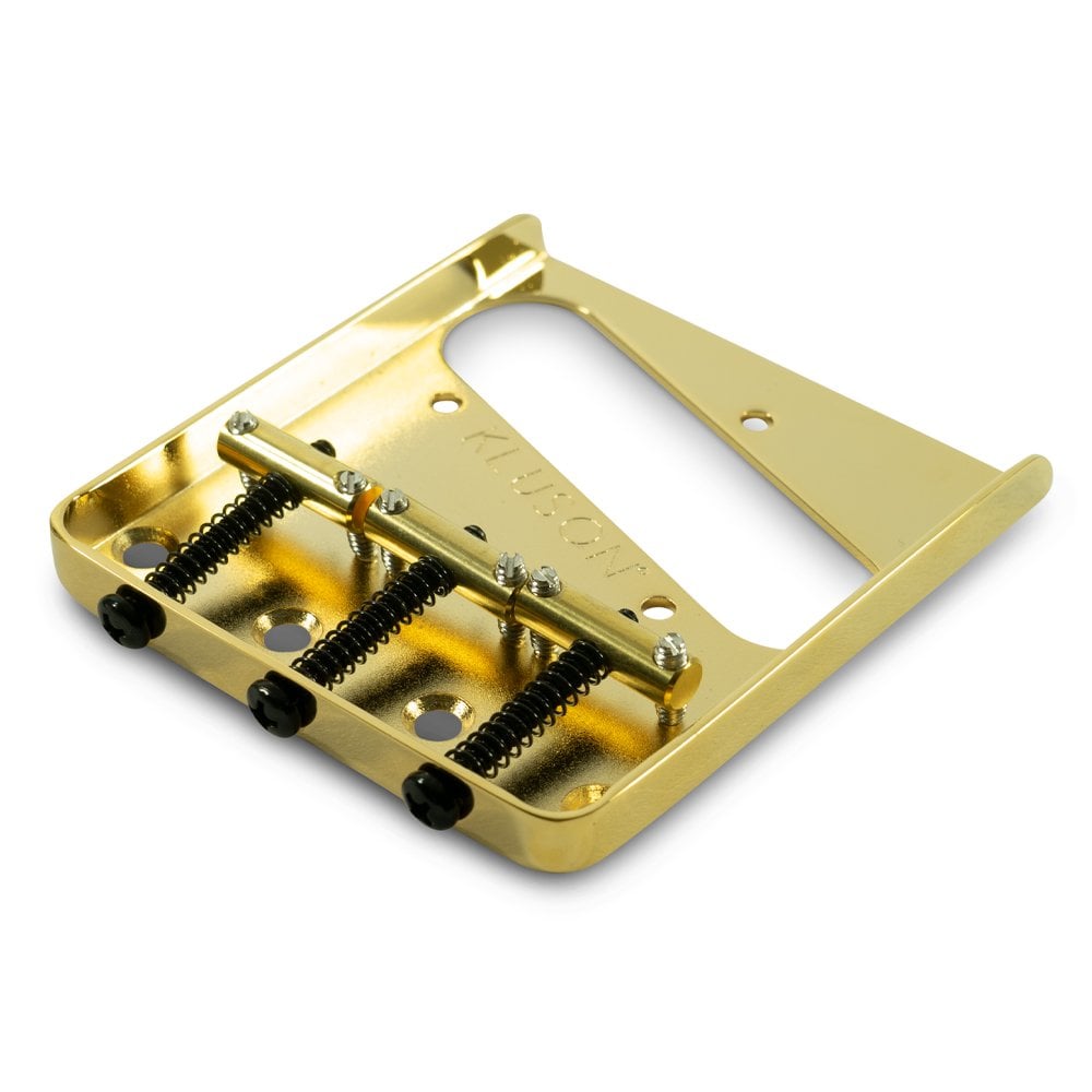 Kluson Steel Bridge for Tele with 3 Brass Saddles (Through Body Stringing)
