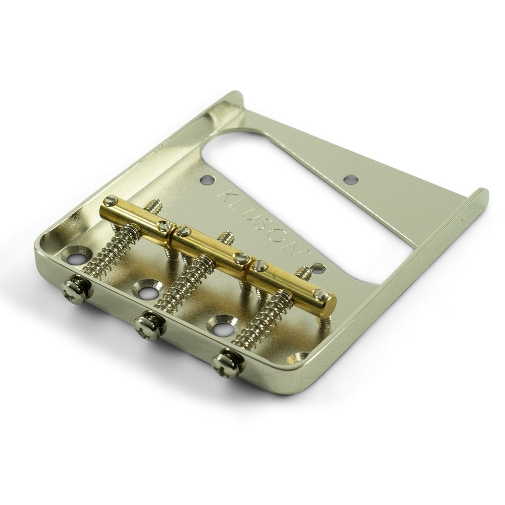 Kluson Steel Bridge for Tele with 3 Brass Saddles (Through Body Stringing)