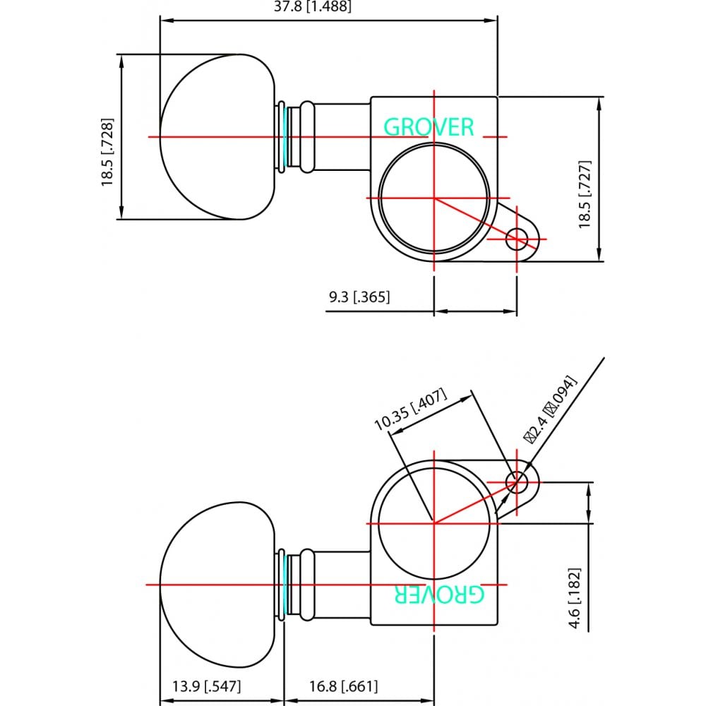 Grover Mini Rotomatic 3 Aside Machine Heads 14:1 Gear Ratio