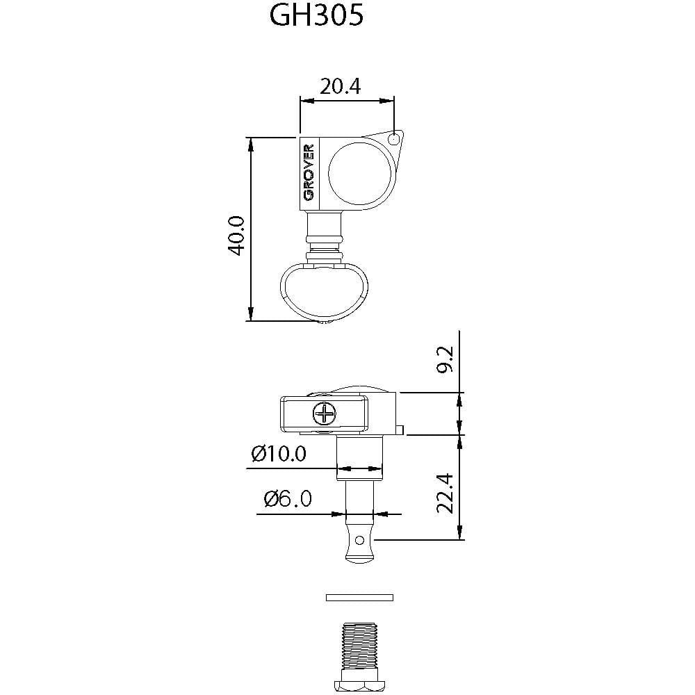 Grover Mid-Size Rotomatic 3 Aside Machine Heads 18:1 Gear Ratio