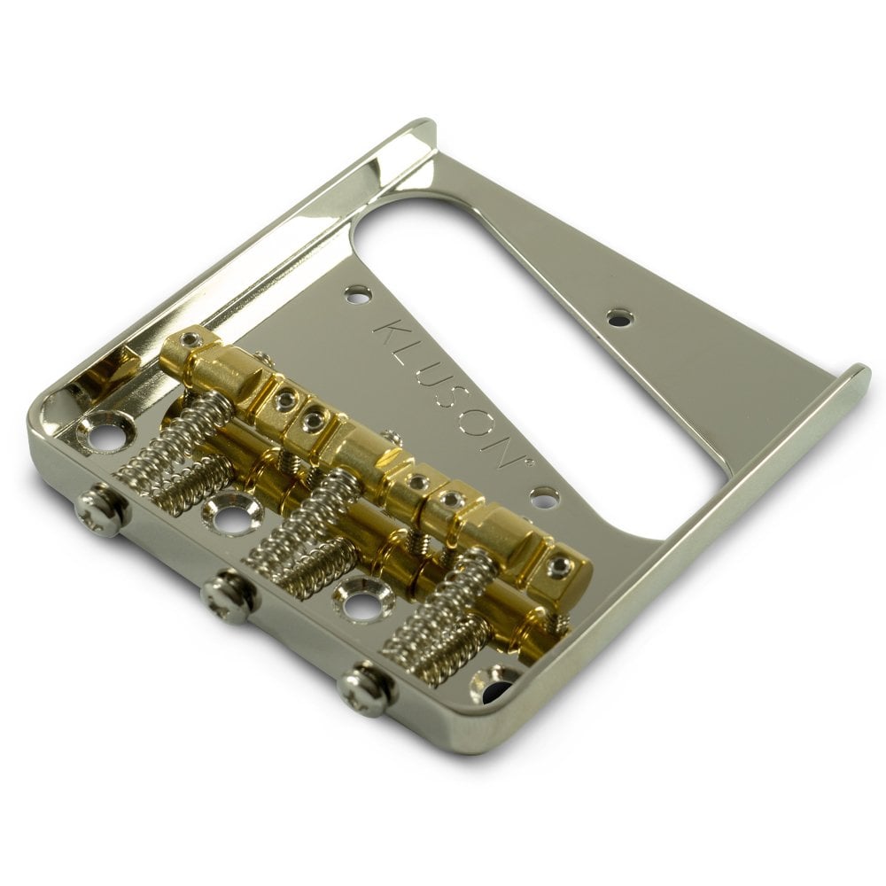 Kluson Steel Bridge for Tele with 3 Brass Compensated Saddles (Through Body Stringing)