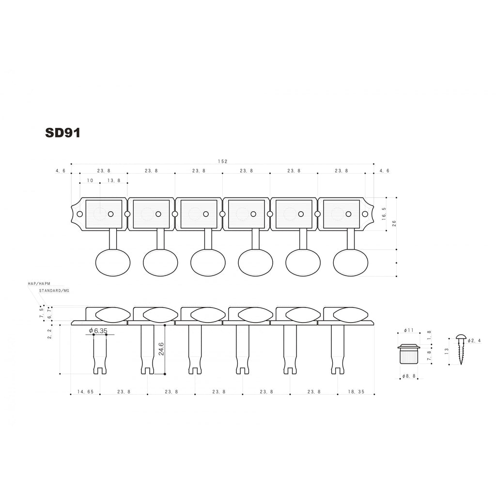 Gotoh SD91-05M 6 In Line Vintage Tuners For Vintage Fender Guitars