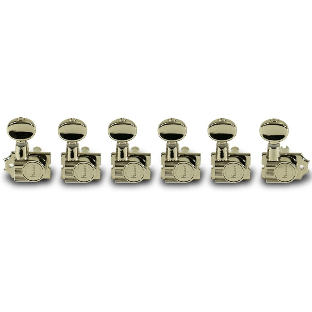Kluson 6 In Line Revolution Series H-Mount Tuning Machines With Staggered Posts 19:1 Gear Ratio