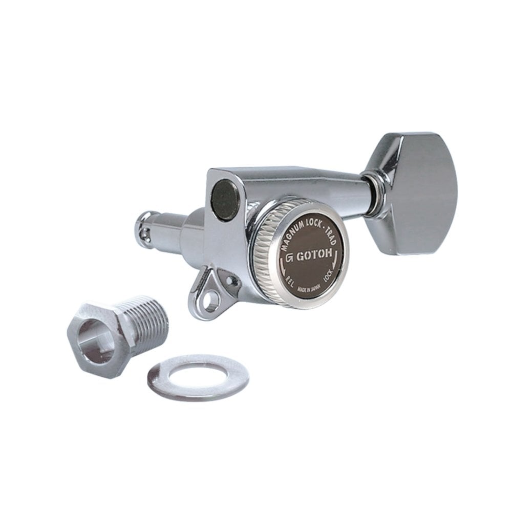 Gotoh SG381 Magnum Lock Traditional Tuners 6 In Line with Straight-Sided Mini Buttons (Model 07) 16:1 Gear Ratio
