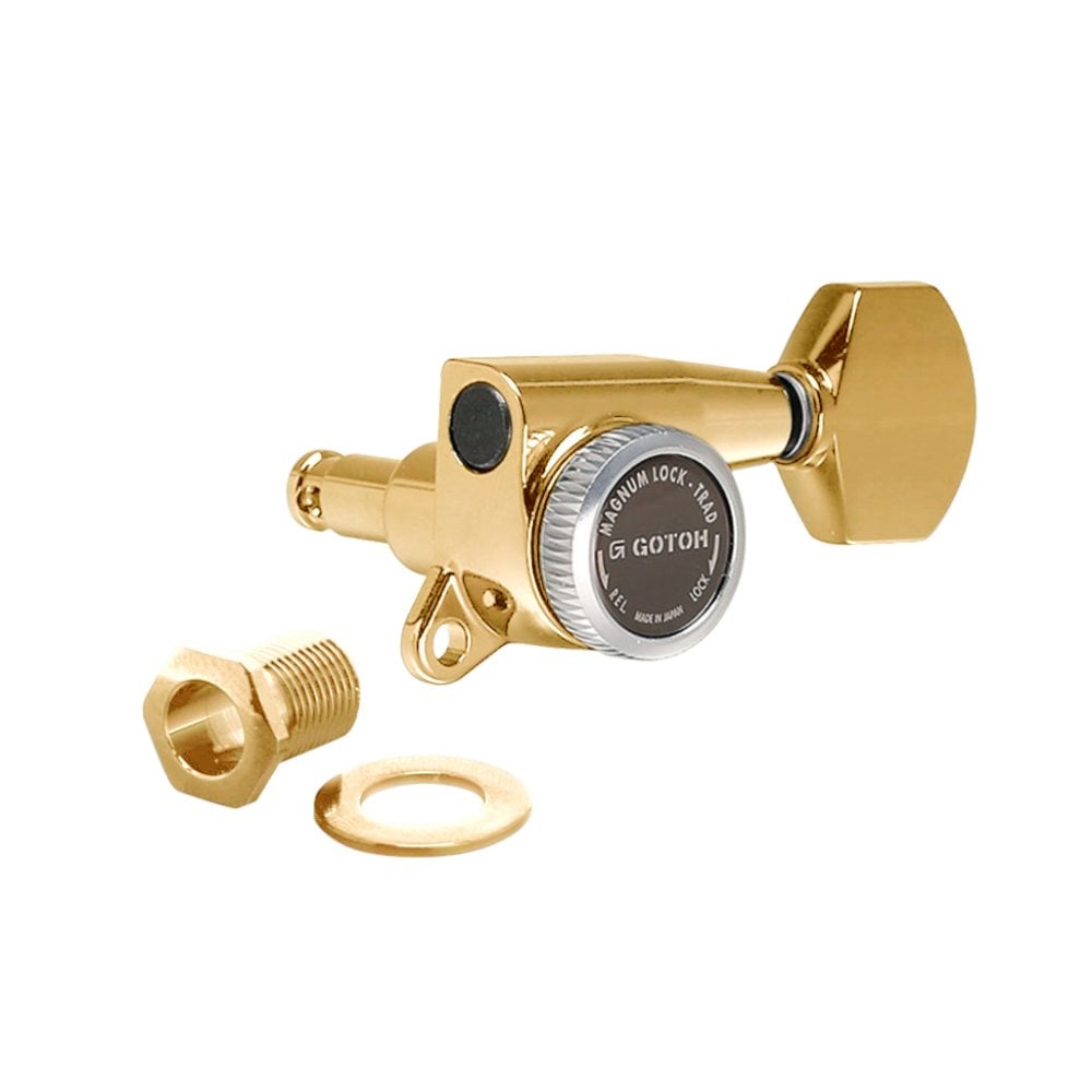 Gotoh SG381 Magnum Lock Traditional Tuners 6 In Line with Straight-Sided Mini Buttons (Model 07) 16:1 Gear Ratio