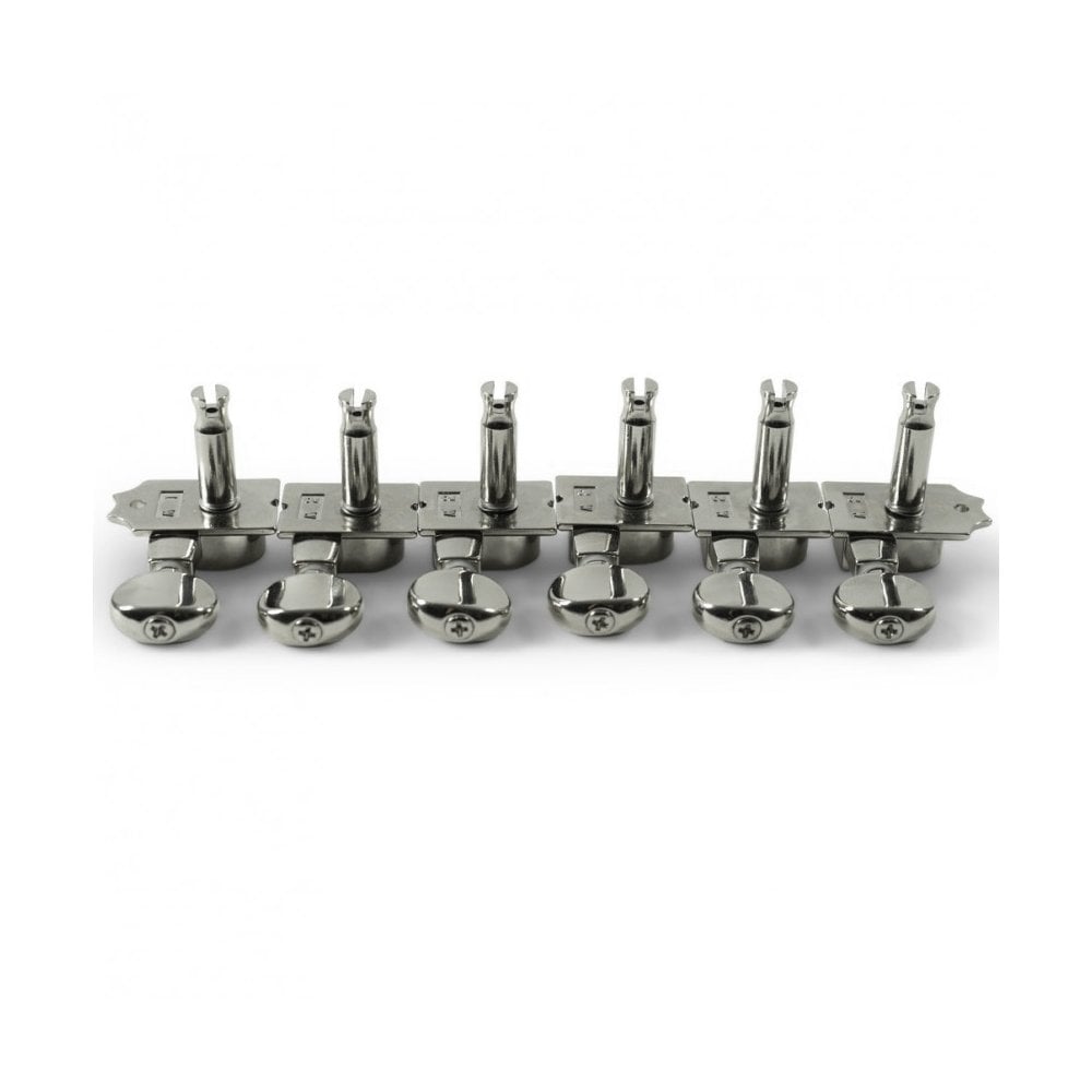 Kluson Diecast Revolution Tuners For Fender, 6 In Line, No Collar, Staggered Posts