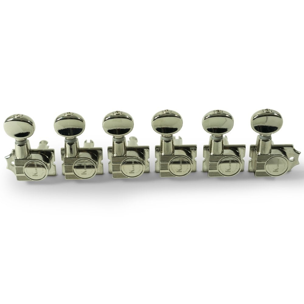 Kluson Diecast Revolution Tuners For Fender, 6 In Line, No Collar, Staggered Posts