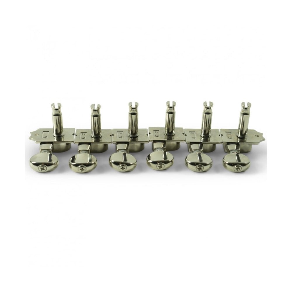 Kluson Diecast Revolution Tuners For Fender, 6 In Line, No Collar, Staggered Posts