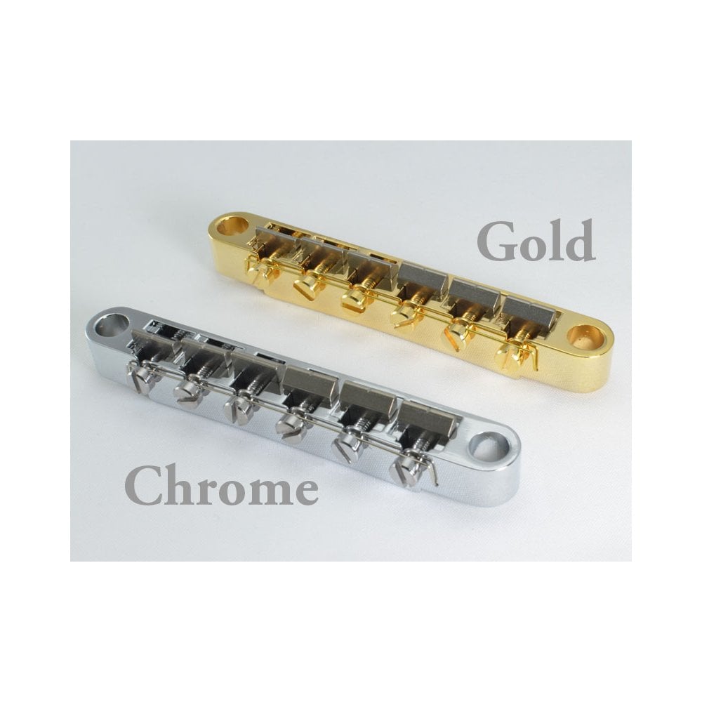 KTS Titanium Epiphone Style Guitar Bridge Set, Titanium Saddles mounted in a zinc bridge base