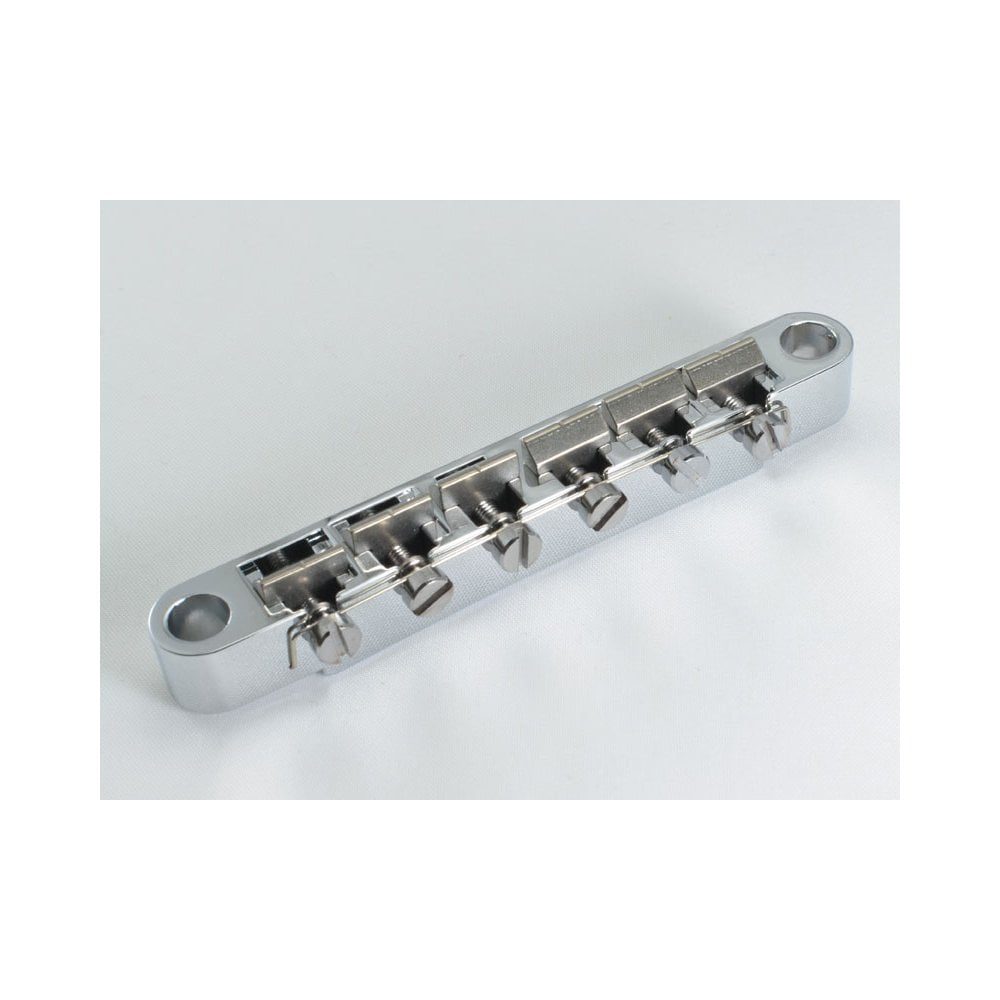 KTS Titanium Epiphone Style Guitar Bridge Set, Titanium Saddles mounted in a zinc bridge base
