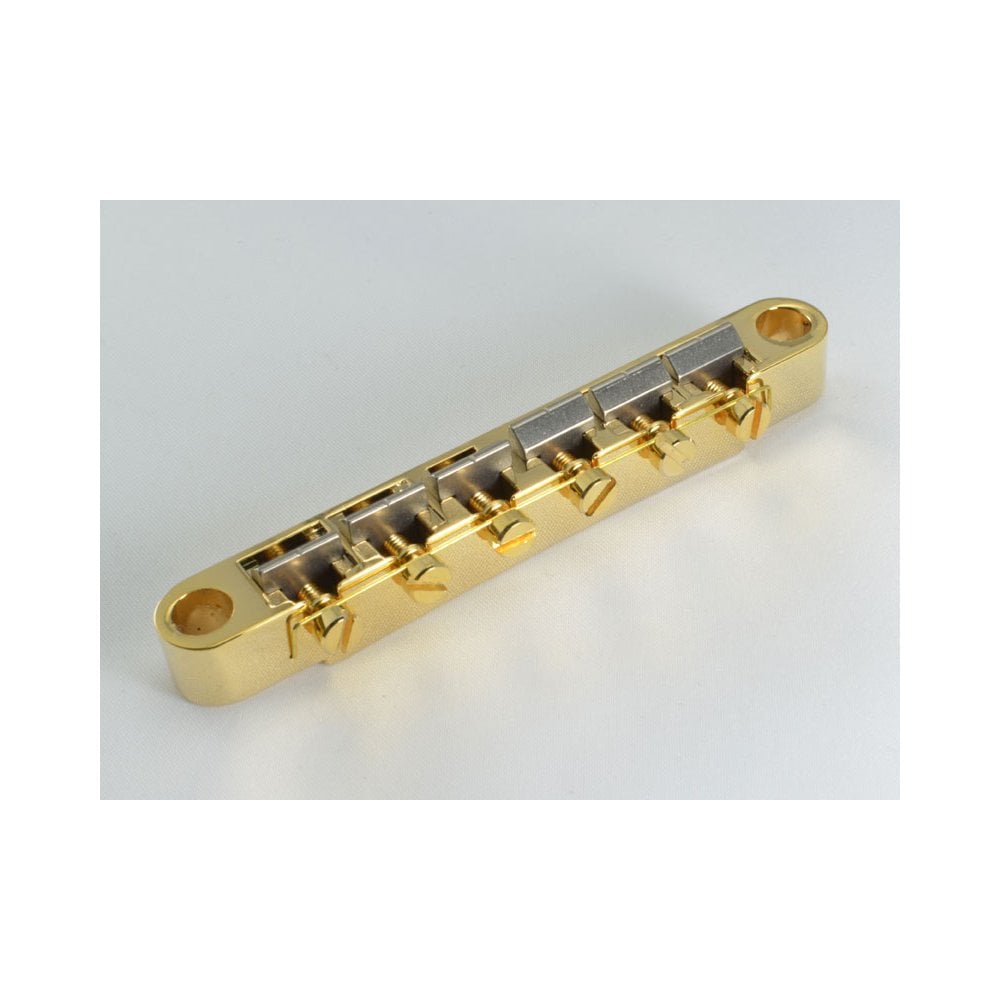 KTS Titanium Epiphone Style Guitar Bridge Set, Titanium Saddles mounted in a zinc bridge base