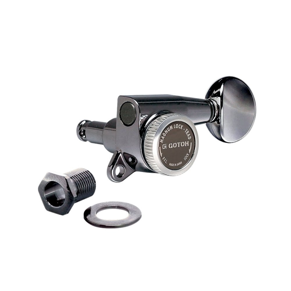 Gotoh SG381 Magnum Lock Traditional Tuners 6 In Line with Rounded Mini Buttons (Model 05) 16:1 Gear Ratio
