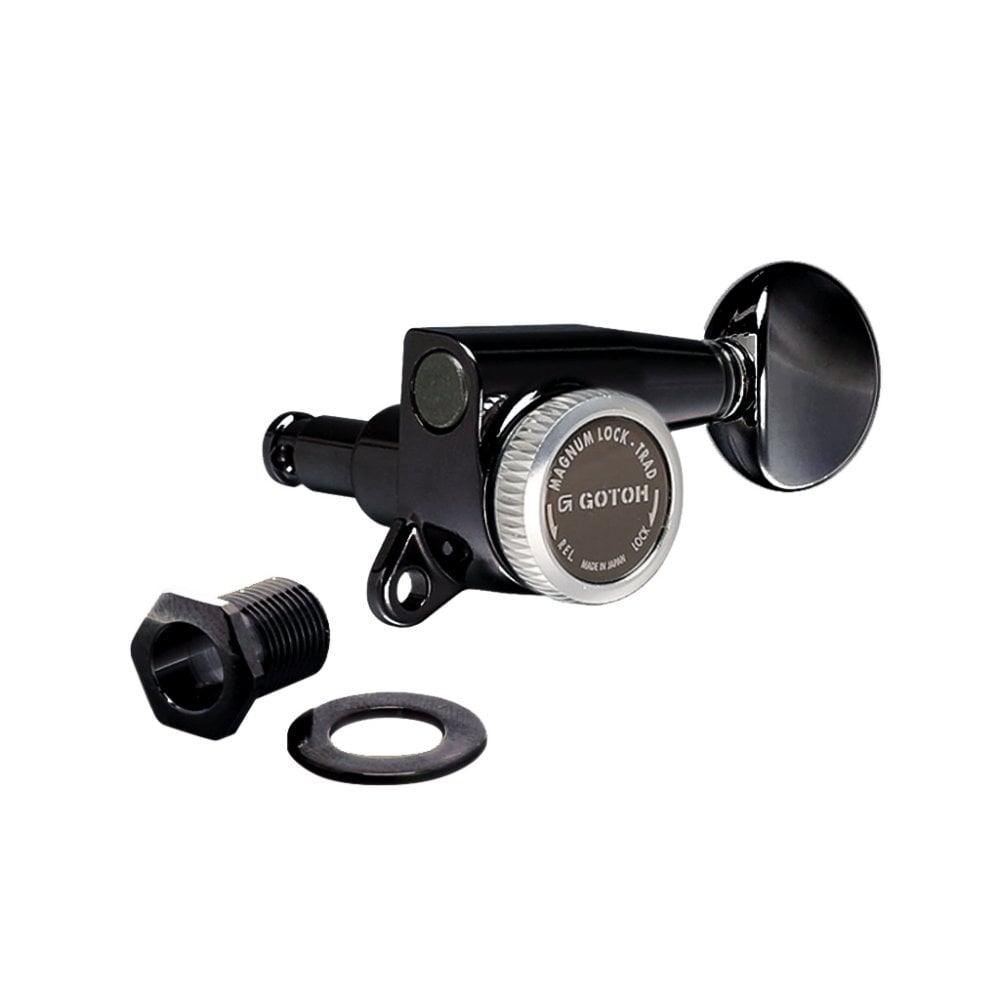 Gotoh SG381 Magnum Lock Traditional Tuners 6 In Line with Rounded Mini Buttons (Model 05) 16:1 Gear Ratio