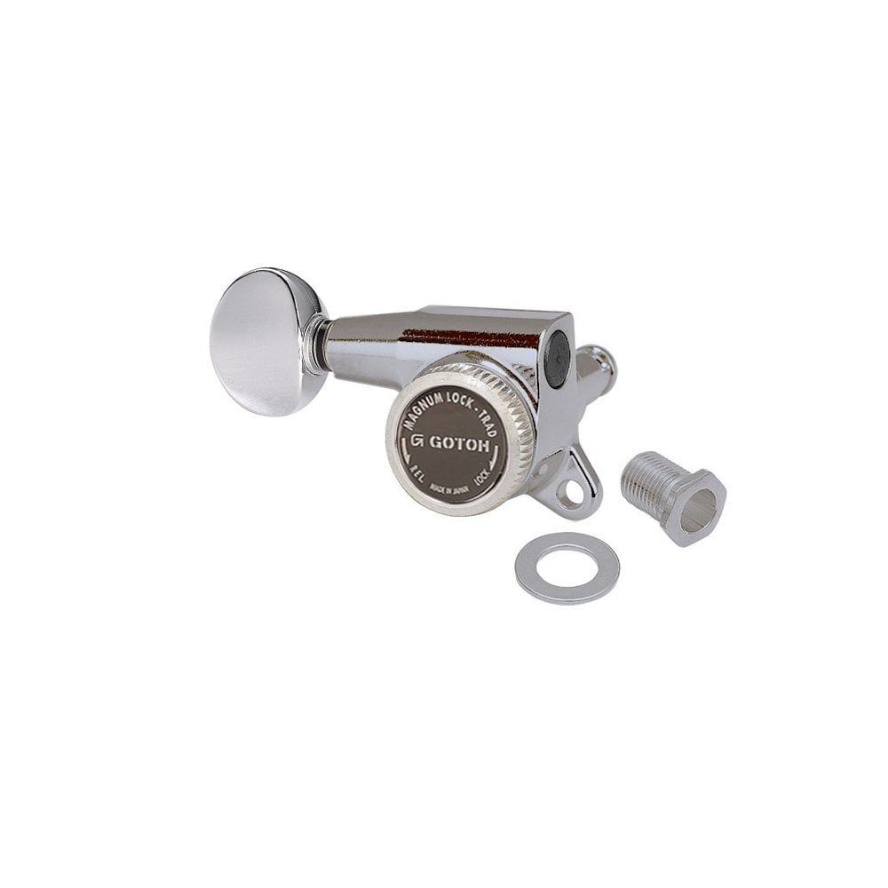 Gotoh SG381 Magnum Lock Traditional Tuners 6 In Line with Rounded Mini Buttons (Model 05) 16:1 Gear Ratio