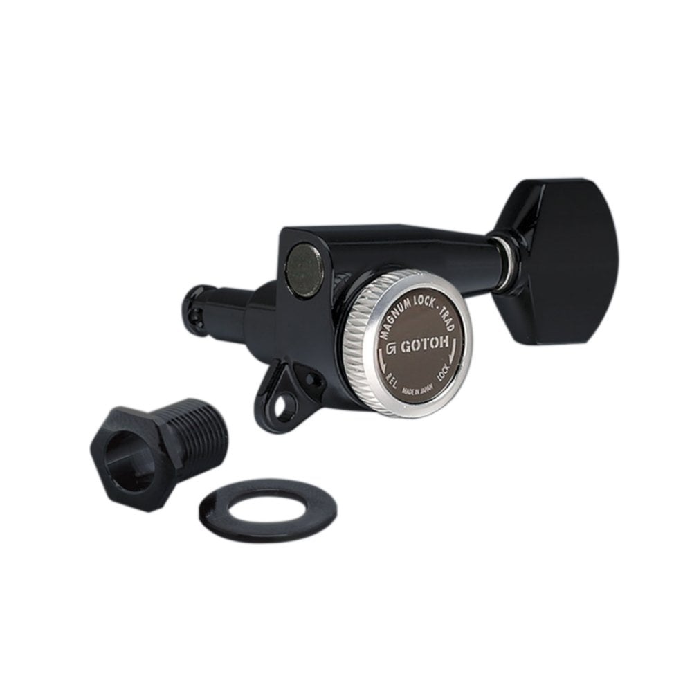 Gotoh SG381 Magnum Lock Traditional Tuners 6 In Line with Straight-Sided Mini Buttons (Model 07) 16:1 Gear Ratio