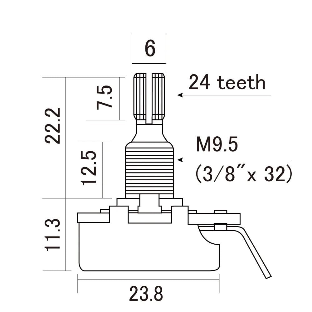 CTS Guitar Pot, 250k 12.5mm Shaft Linear Taper