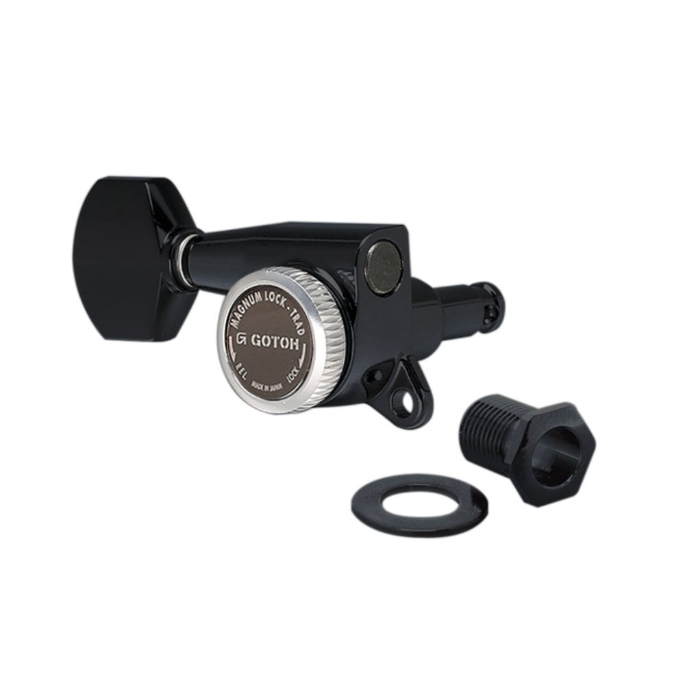 Gotoh SG381 Magnum Lock Traditional Tuners 6 In Line with Straight-Sided Mini Buttons (Model 07) 16:1 Gear Ratio
