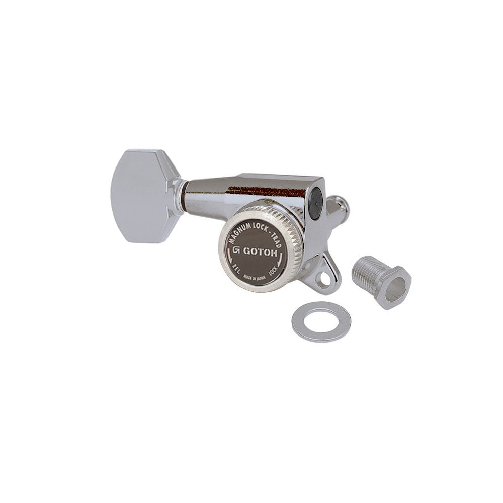 Gotoh SG381 Magnum Lock Traditional Tuners 6 In Line with Straight-Sided Mini Buttons (Model 07) 16:1 Gear Ratio