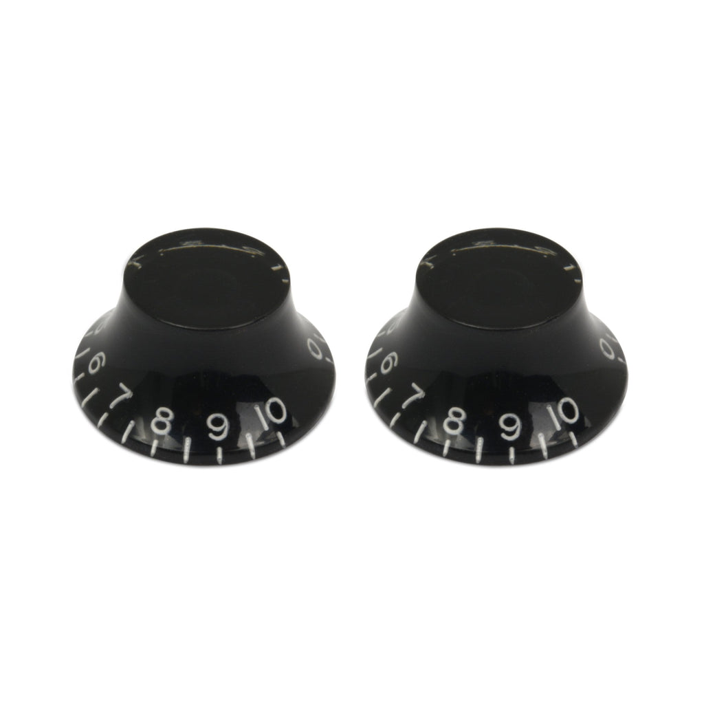 Hosco Bell Knob (Set of 2) Black, Embossed White Numbers, USA fit and CTS pots