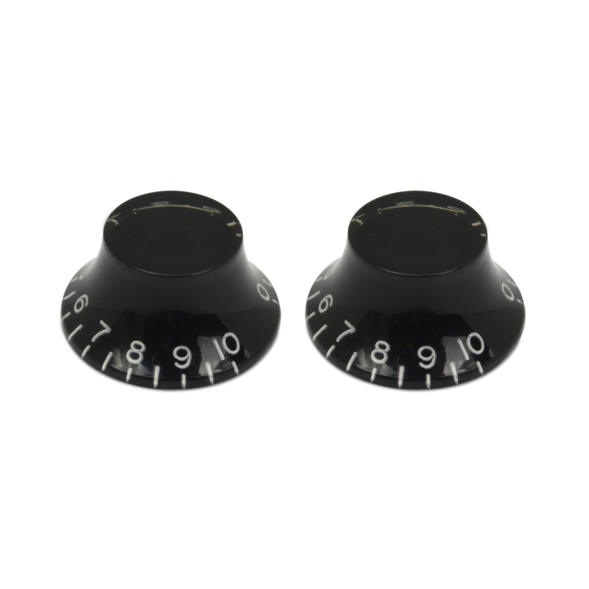 Hosco Bell Knob (Set of 2) Black, Embossed White Numbers, USA fit and CTS pots