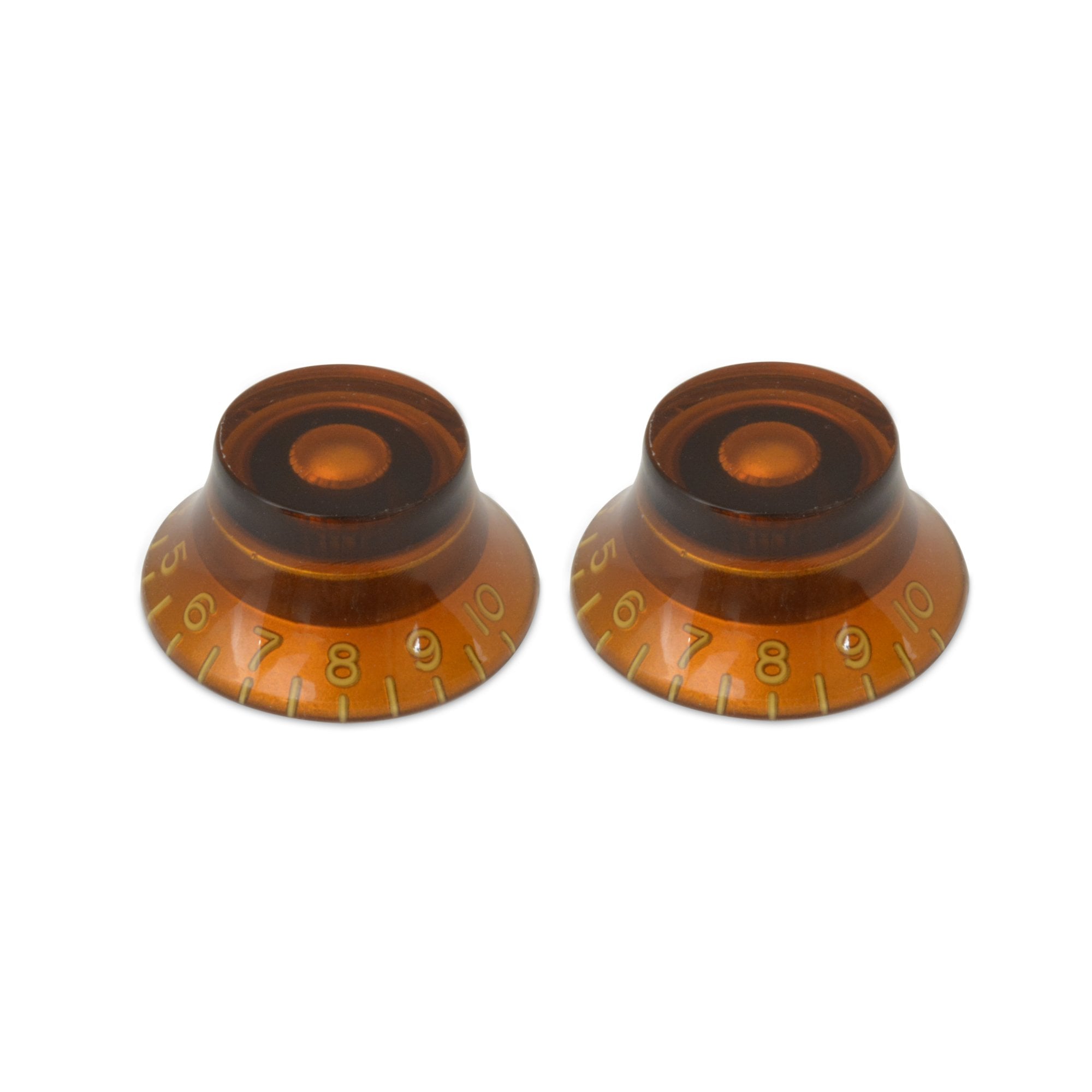 Hosco Bell Knob (Set of 2) Amber, Embossed Numbers, USA fit and CTS pots