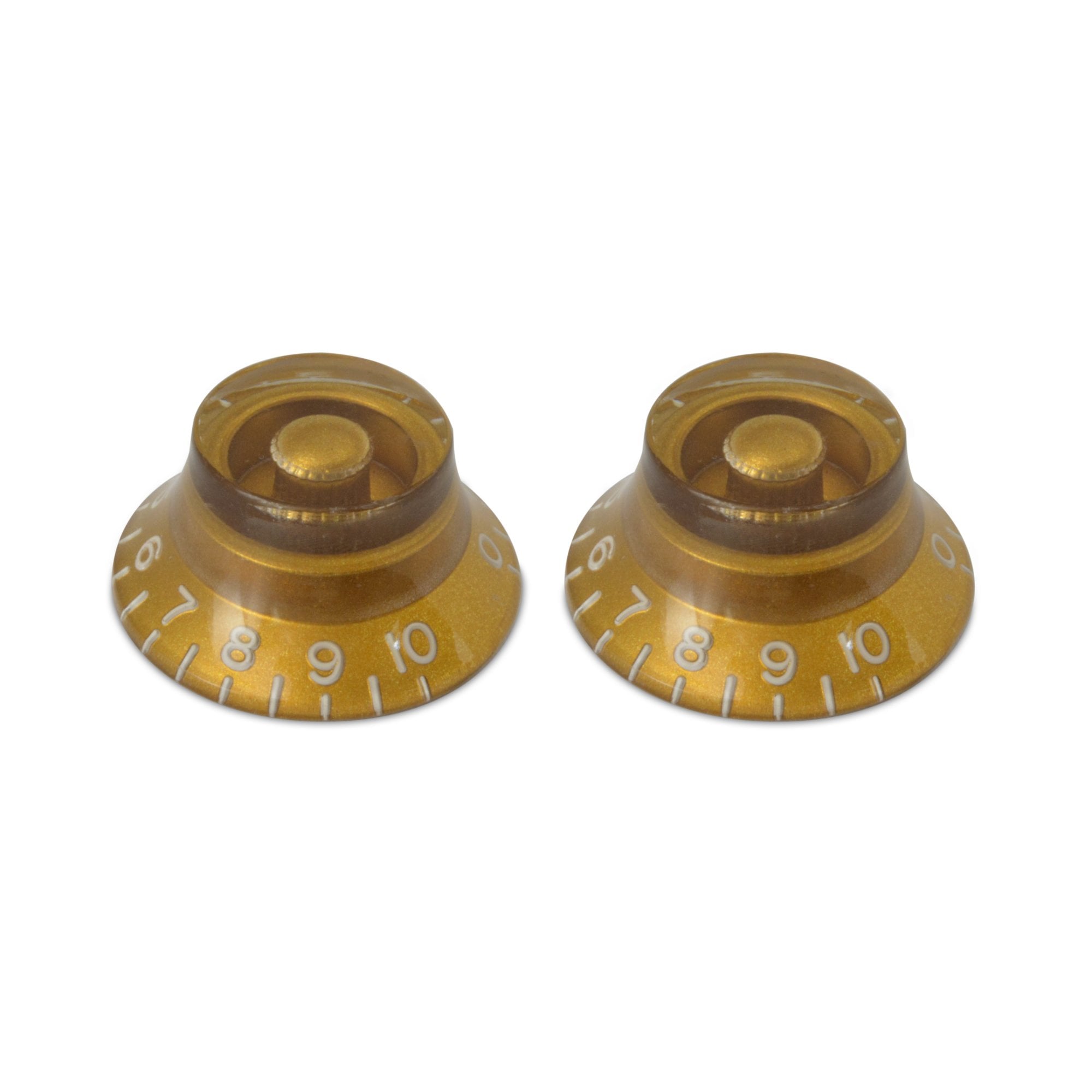 Hosco Bell Knob (Set of 2) Gold, Embossed White Numbers, USA fit and CTS pots