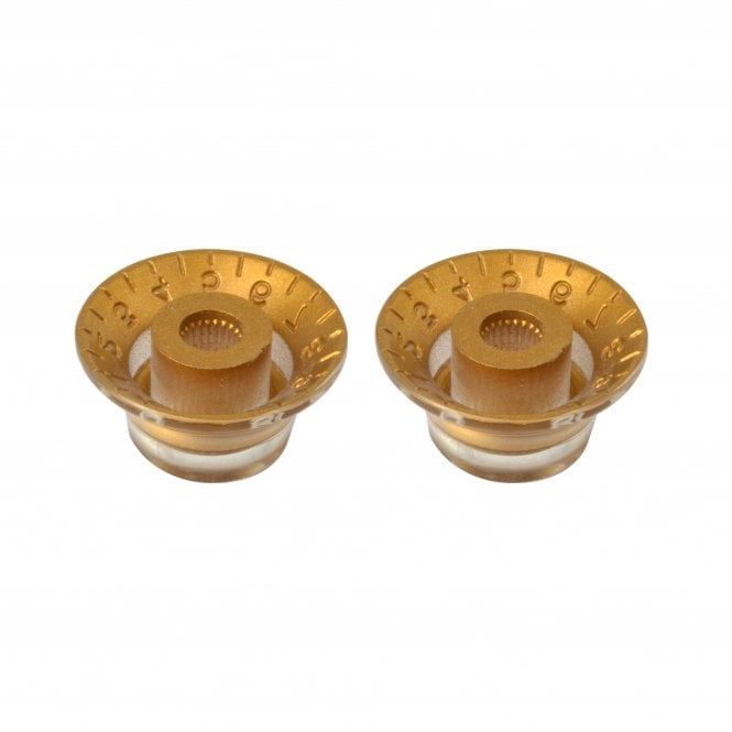 Hosco Bell Knob (Set of 2) Gold, Embossed White Numbers, USA fit and CTS pots
