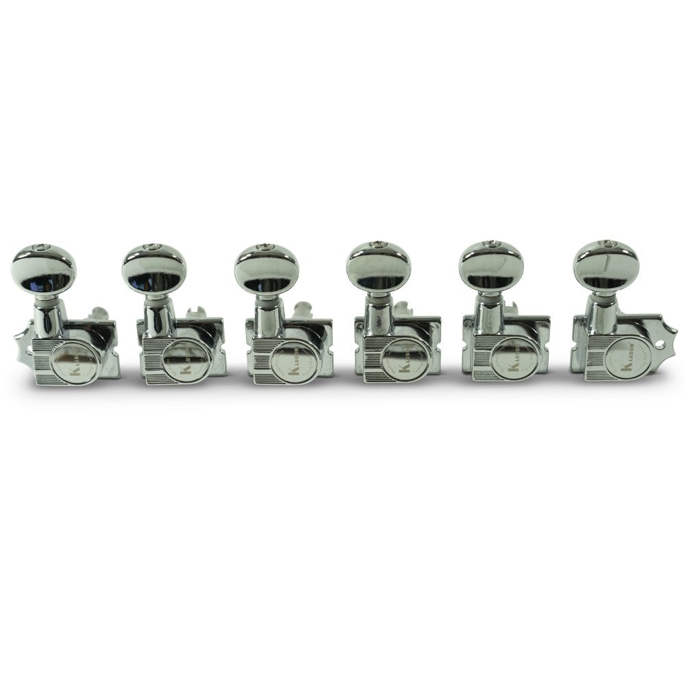 Kluson 6 In Line Revolution Series H-Mount Tuning Machines With Staggered Posts 19:1 Gear Ratio