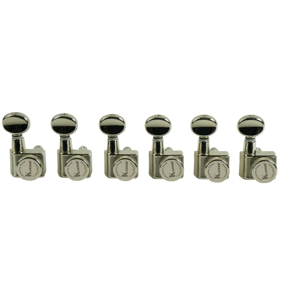 Kluson Locking Tuners For Fender USA Standards, 6 In Line - Oval Metal Button 19:1 Gear Ratio