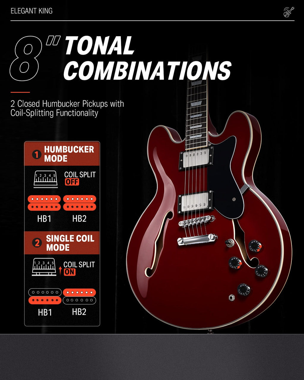 Donner DJP-1000 JAZZ Electric Guitar - Cherry Color