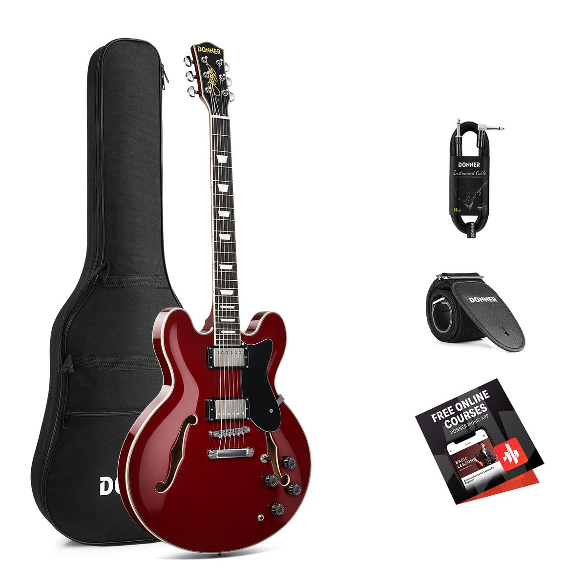 Donner DJP-1000 JAZZ Electric Guitar - Cherry Color