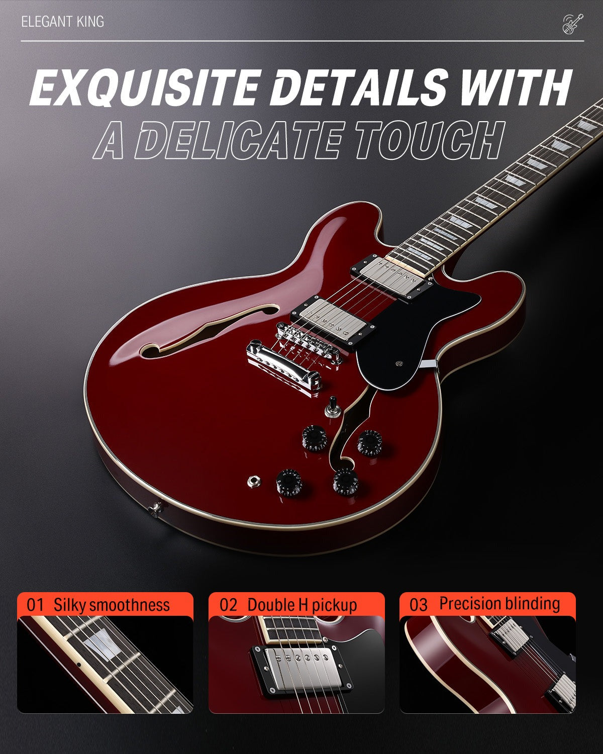 Donner DJP-1000 JAZZ Electric Guitar - Cherry Color