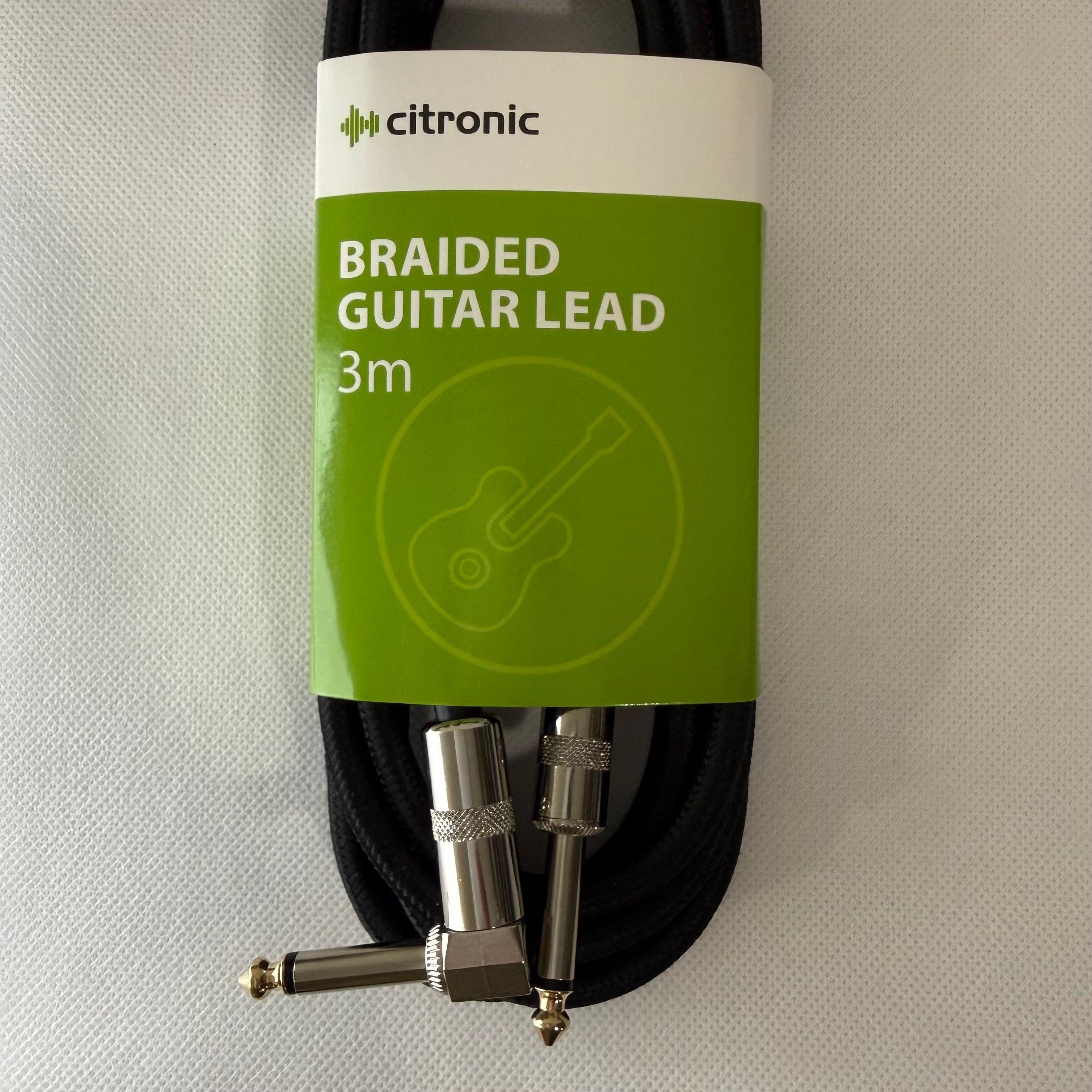 Classic Retro Braided Guitar Leads 6.3mm Right Angled Mono Jack Plug - 6.3mm Mono Jack Plug