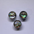 Premium Abalone Inlay Knob Set (3 pcs) for Split Shaft Pots 18 spline / 16 spline. Chrome / Gold